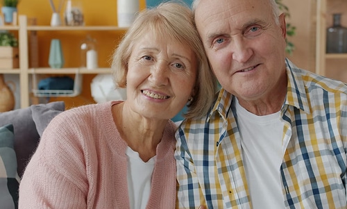 Old couple sat together