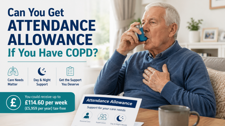 Guide to claiming Attendance Allowance with COPD showing eligibility and care needs