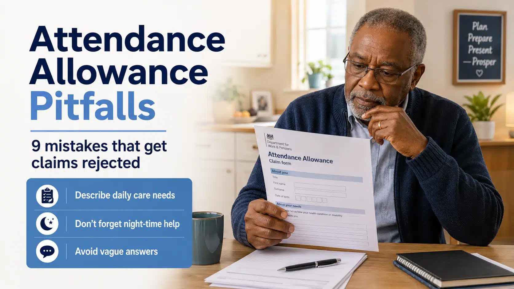 Attendance Allowance pitfalls — 9 common mistakes that cause claims to be rejected
