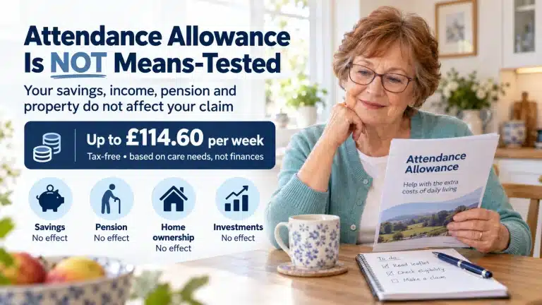 Is Attendance Allowance means-tested — the answer is no, your savings and income do not affect your claim