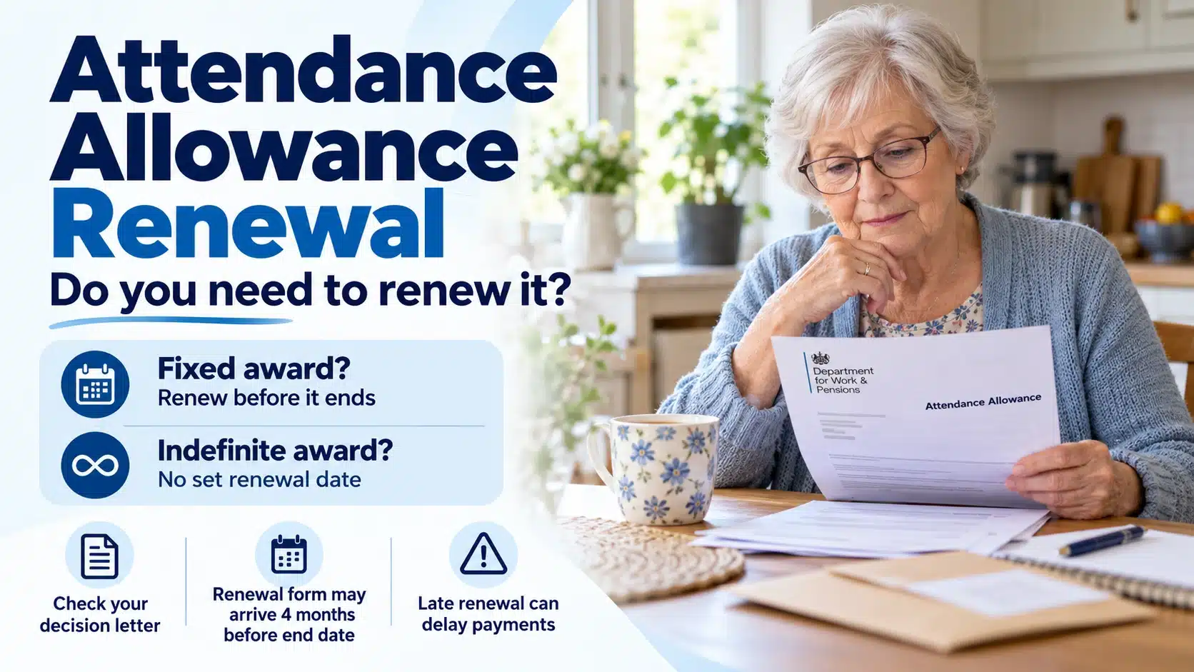 Attendance Allowance renewal letter and claim form explained