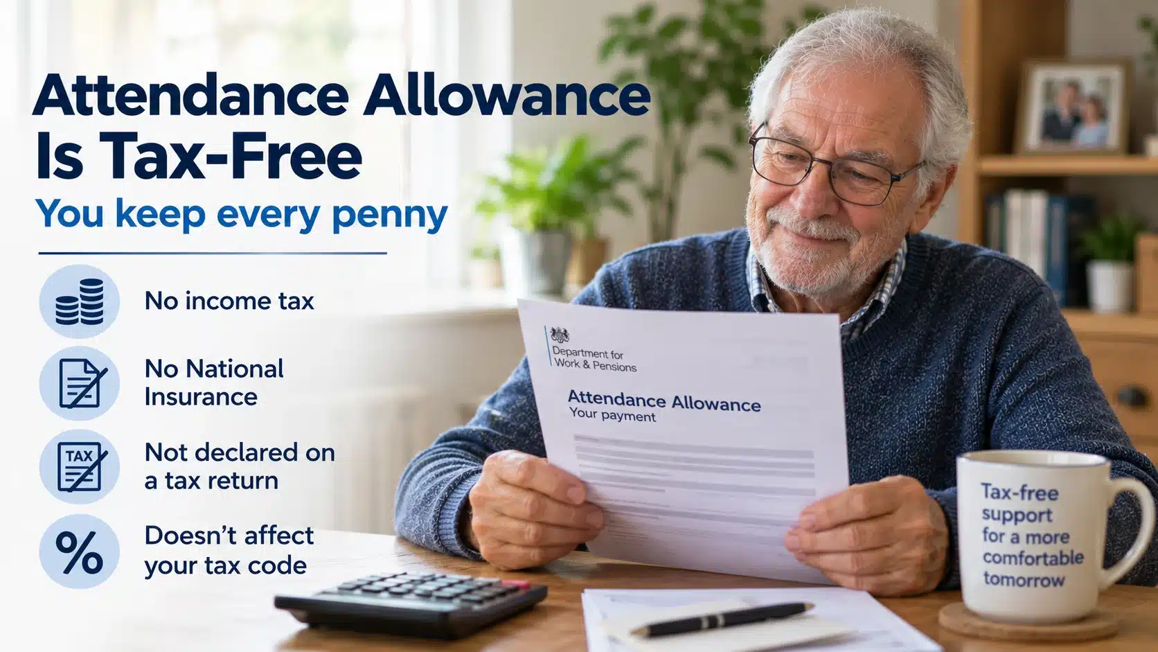 Is Attendance Allowance taxable - no, it is completely tax-free and you keep every penny